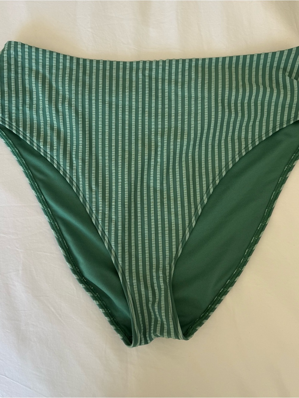 Never worn - A&F High-Waist Bandeau Bikini bottom in Sage Green Stripe - Picture 4 of 6